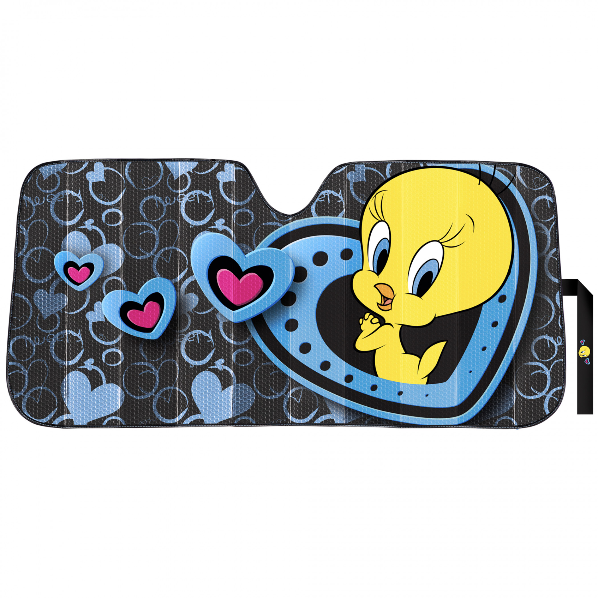 Tweety Bird Hearts Accordion Car Sunshade